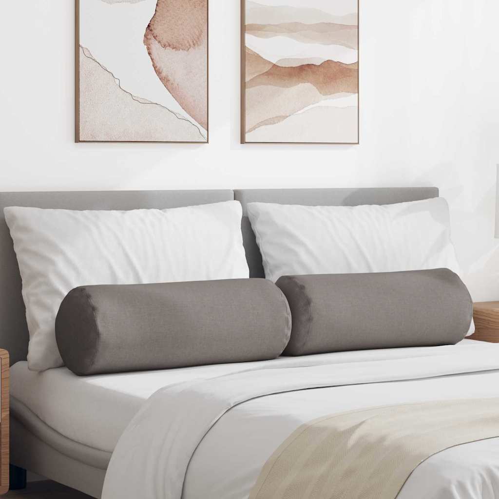 Valjkasti jastučići 2 pcs Sivo-smeđa Ø 25 x 70 cm tkanina