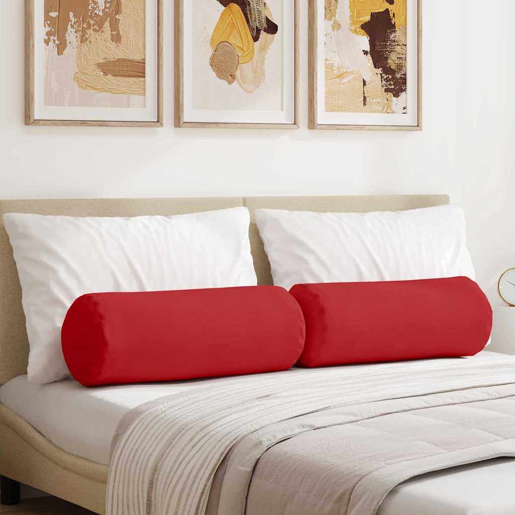 Valjkasti jastučići 2 pcs Crvena Ø 25 x 70 cm tkanina