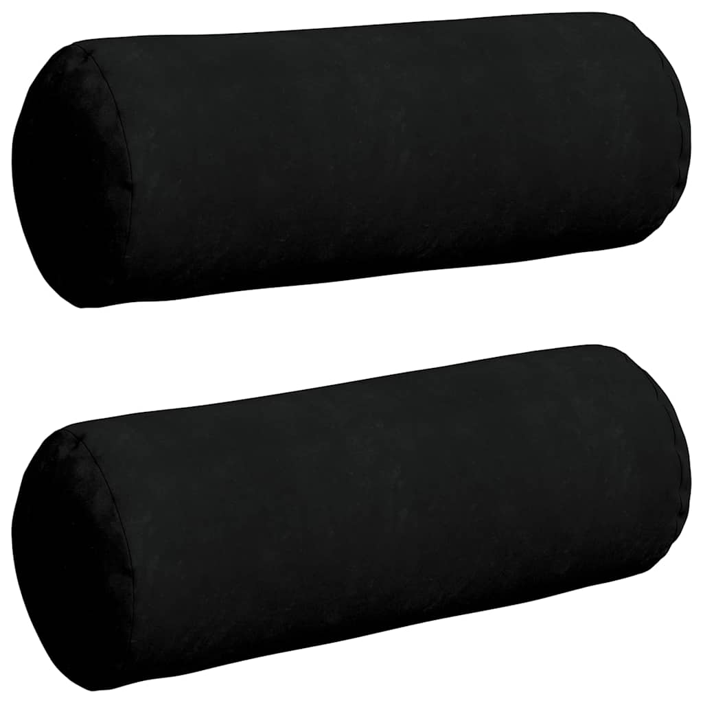 Valjkasti jastučići 2 pcs Crna Ø 25 x 70 cm Mikrofiber tkanina