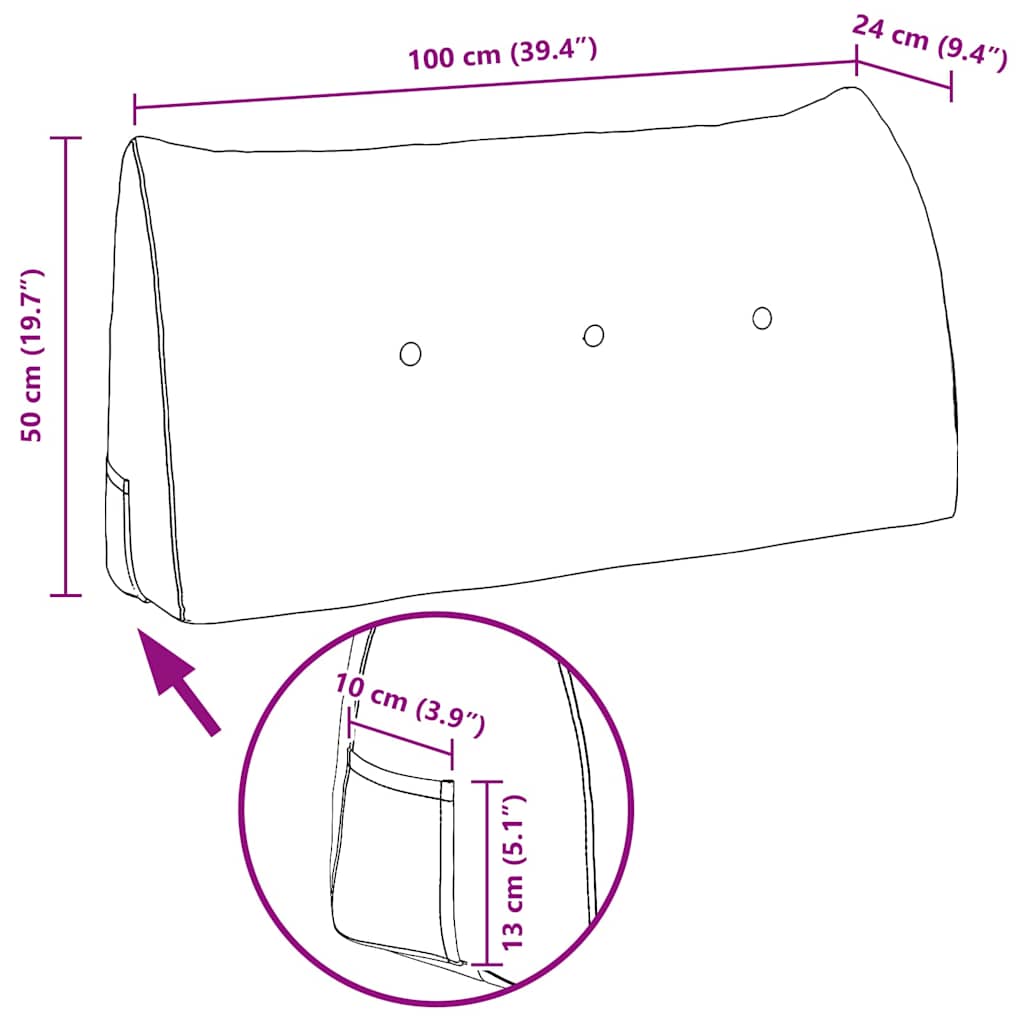 Jastuk za leđa Crna 100 x 24 x 50 cm Baršun