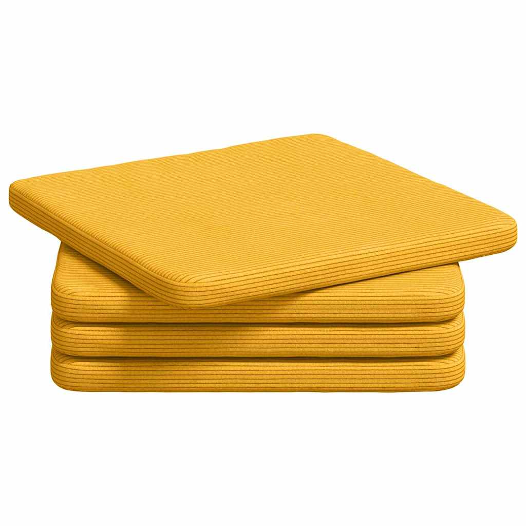 Jastučići za sjedenje 4 pcs Svijetlo žuta 40 x 40 x 3 cm