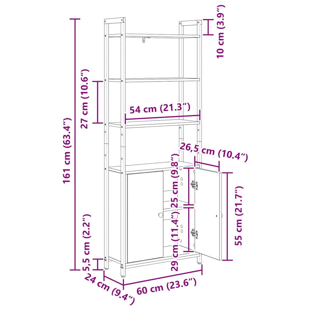Ormarić za knjige Crni hrast 60 x 24 x 161 cm Konstruirano drvo