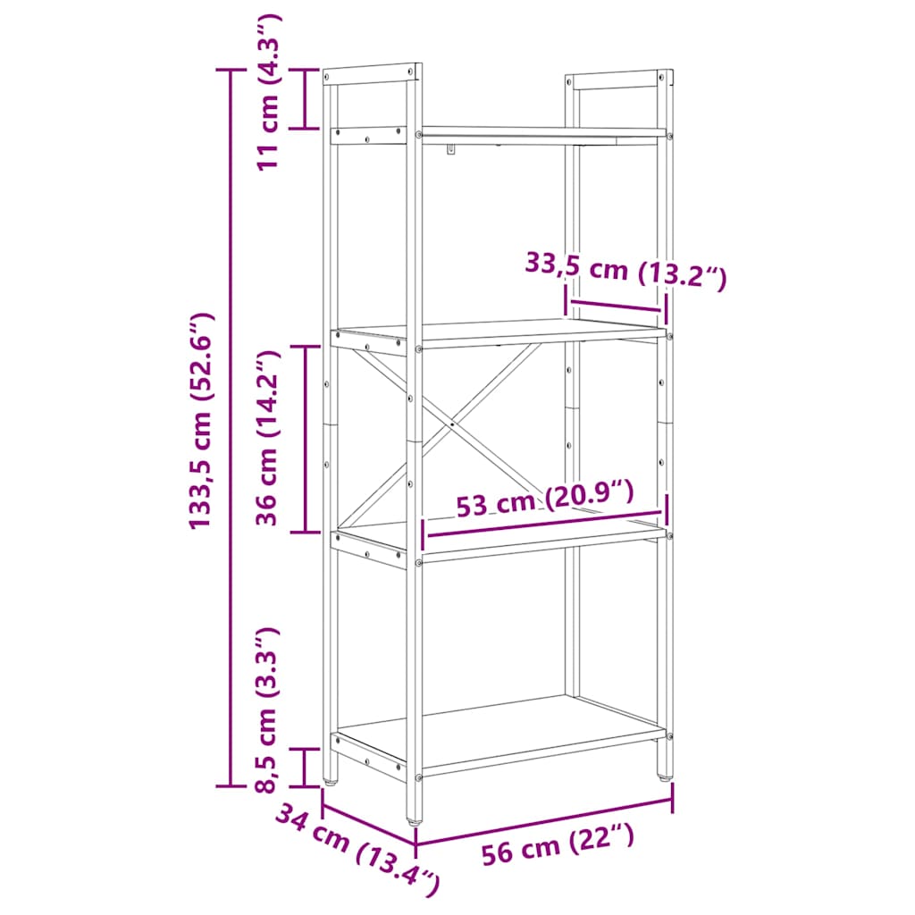 Polica Staro drvo 56 x 34 x 133,5 cm Konstruirano drvo