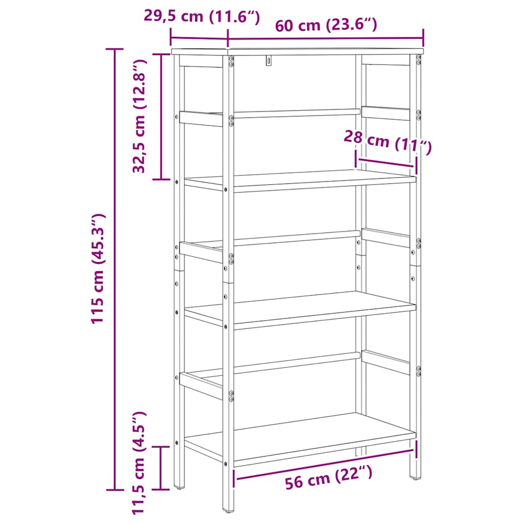 Polica Dimljeni hrast 60 x 29,5 x 115 cm Konstruirano drvo