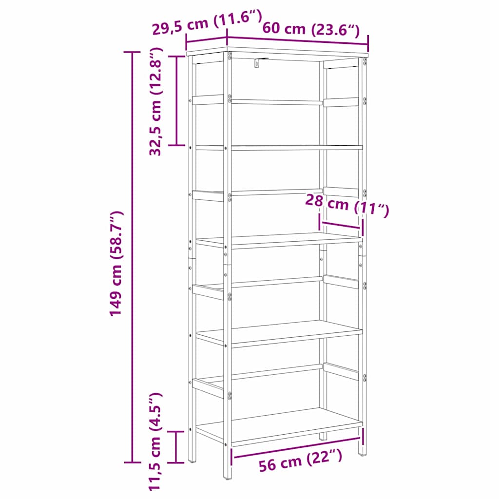 Polica Sonoma hrast 60 x 29,5 x 149 cm Konstruirano drvo