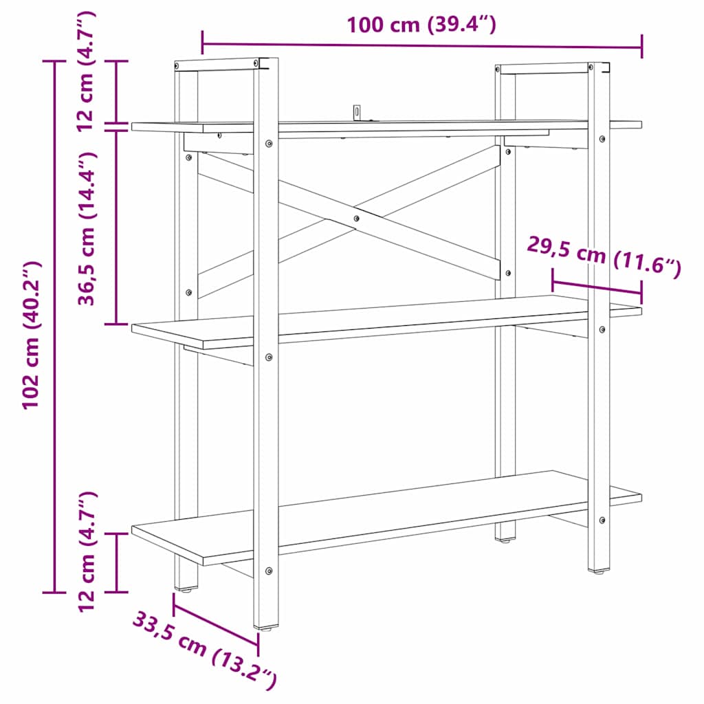 Polica Dimljeni hrast 100 x 33,5 x 102 cm Konstruirano drvo