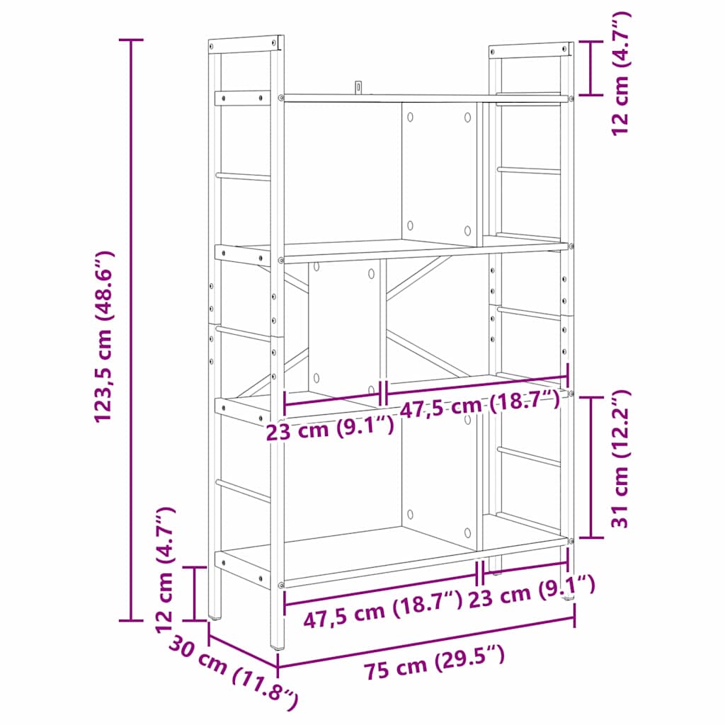 Polica Dimljeni hrast 75 x 30 x 123,5 cm Konstruirano drvo
