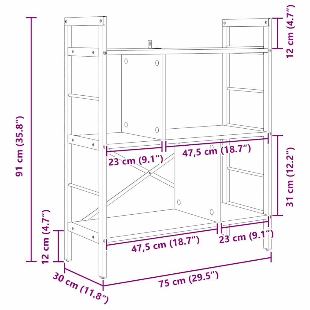 Polica Sonoma hrast 75 x 30 x 91 cm Konstruirano drvo