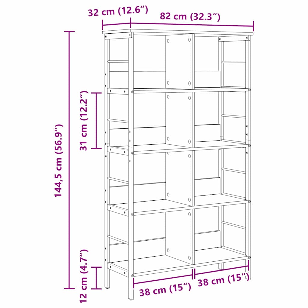 Polica Crni hrast 82 x 32 x 144,5 cm Konstruirano drvo