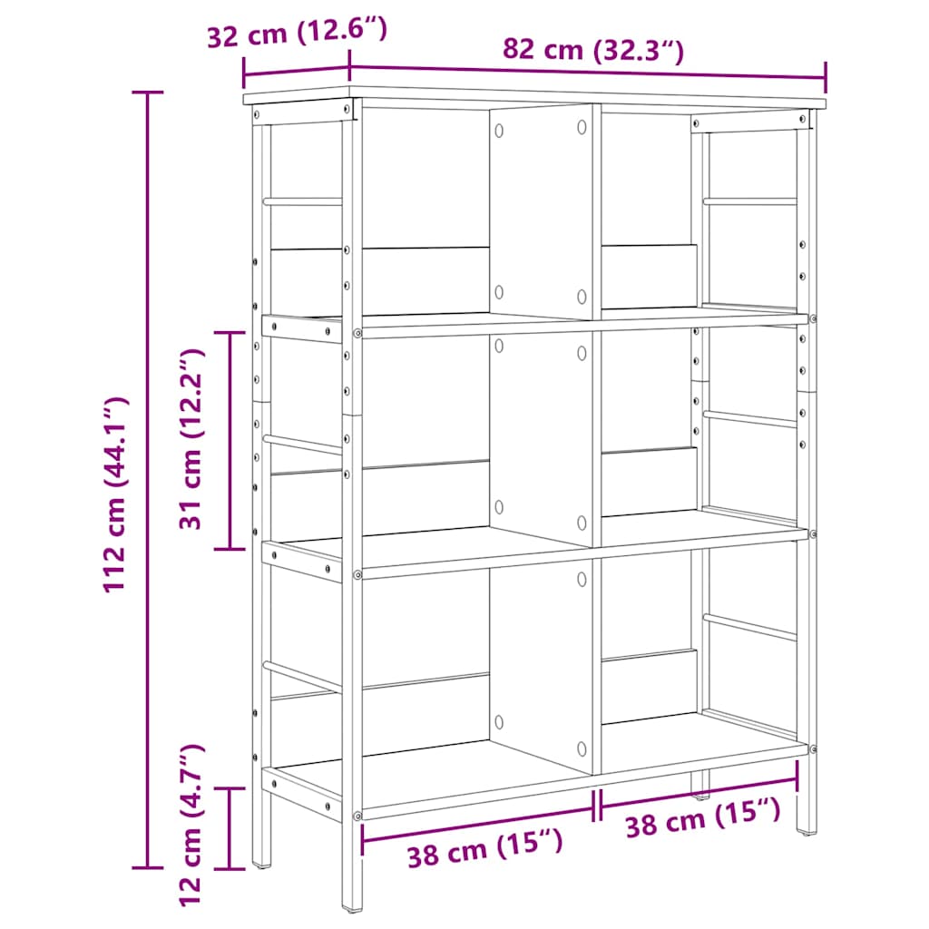 Polica Siva Sonoma 82 x 32 x 112 cm Konstruirano drvo