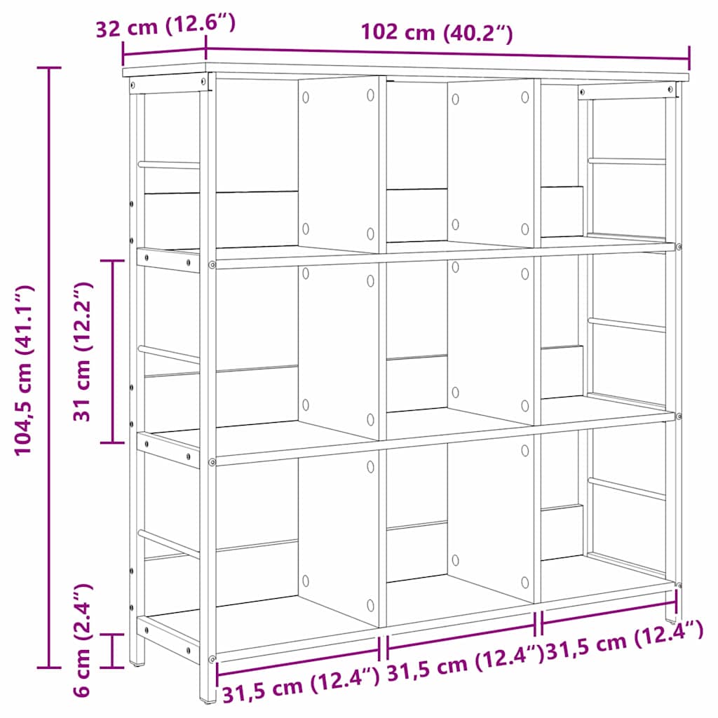 Polica Umjetnički hrast 102 x 32 x 104,5 cm Konstruirano drvo
