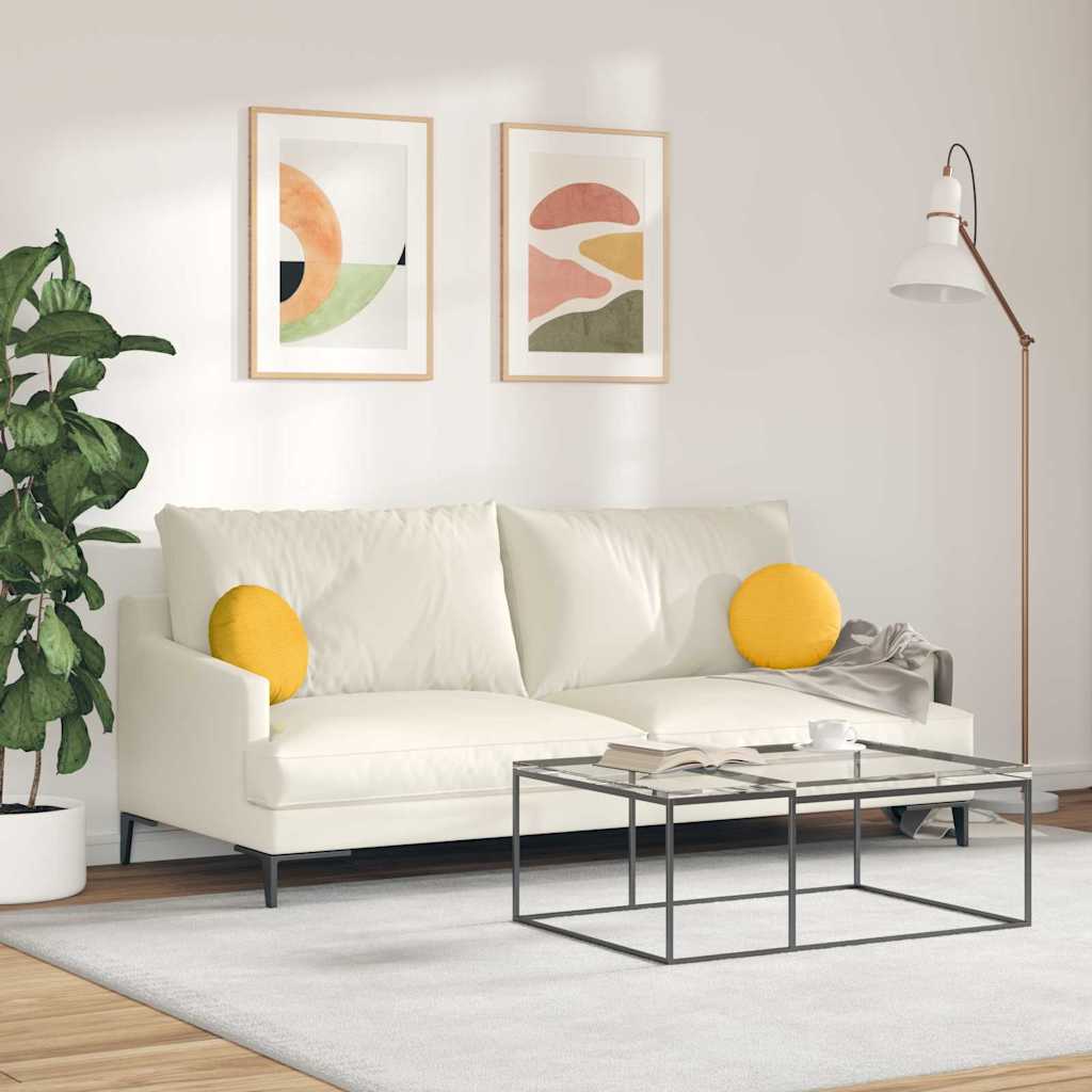 Jastučići za sjedenje 2 pcs Svijetlo žuta Ø30 x 13 cm