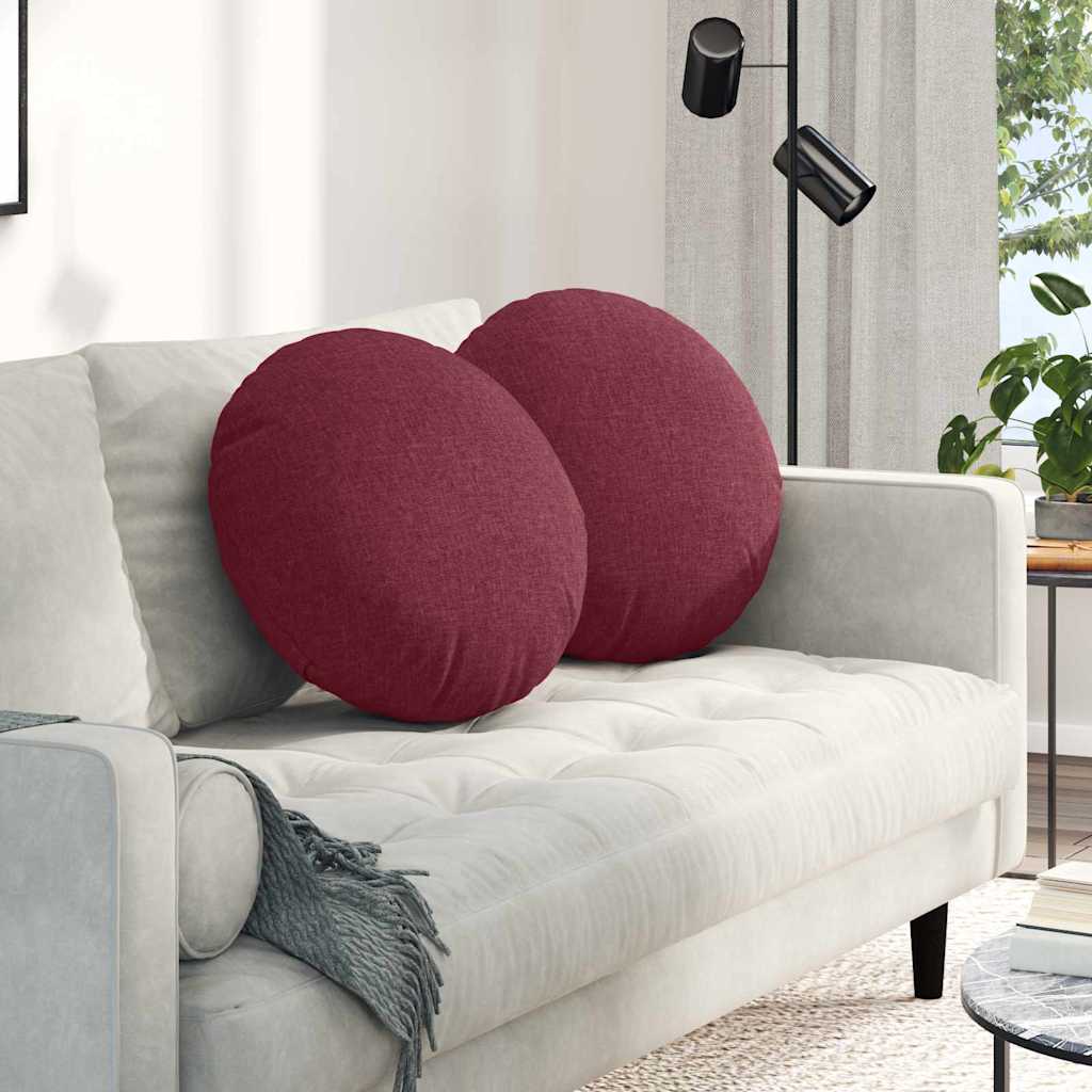 Jastučići za sjedenje 2 pcs Vinska crvena Ø50 x 19 cm tkanina
