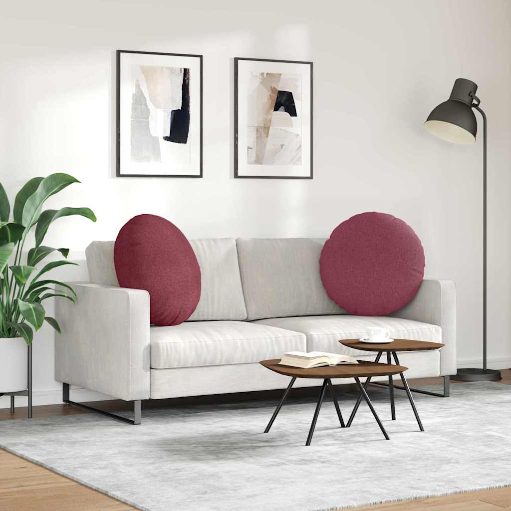 Jastučići za sjedenje 2 pcs Vinska crvena Ø60 x 21 cm tkanina