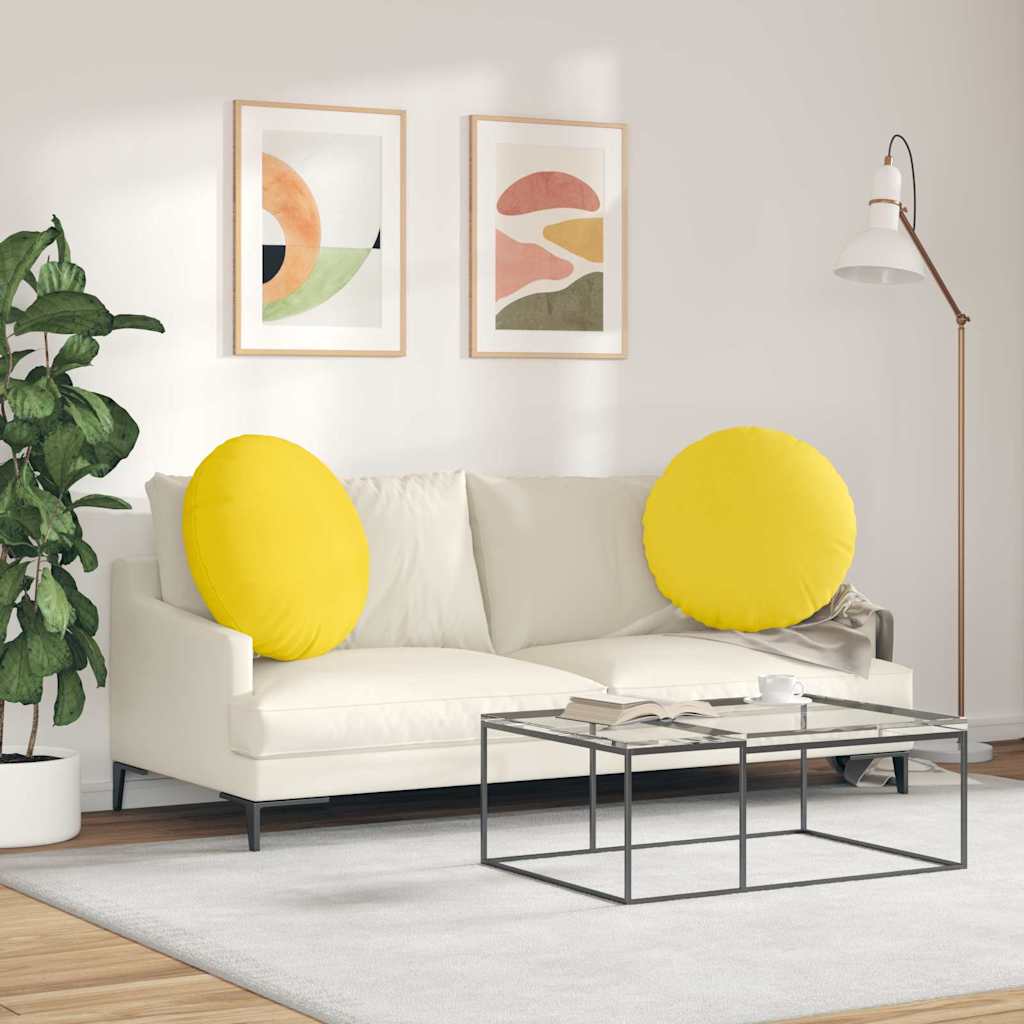 Jastučići za sjedenje 2 pcs Svijetlo žuta Ø60 x 21 cm tkanina