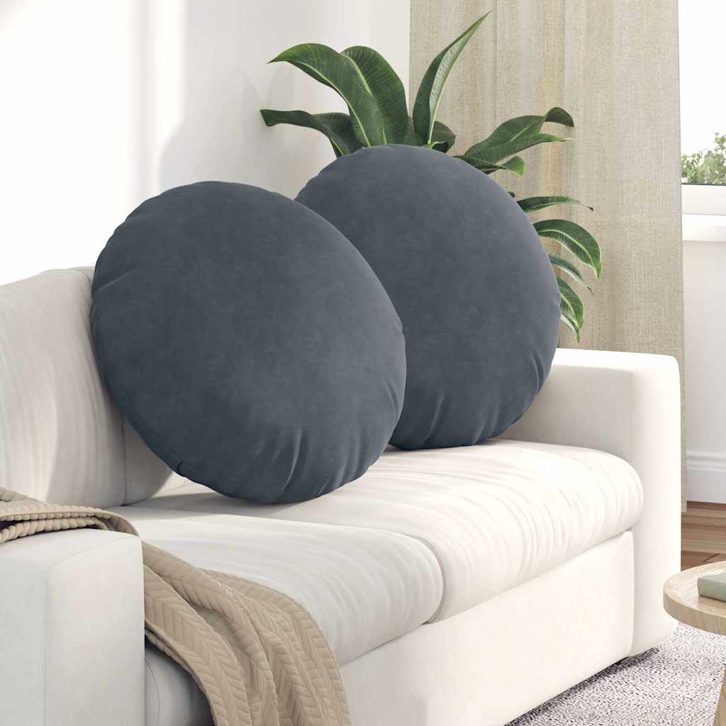Jastučići za sjedenje 2 pcs Tamno siva Ø 40 x 13 cm Baršun