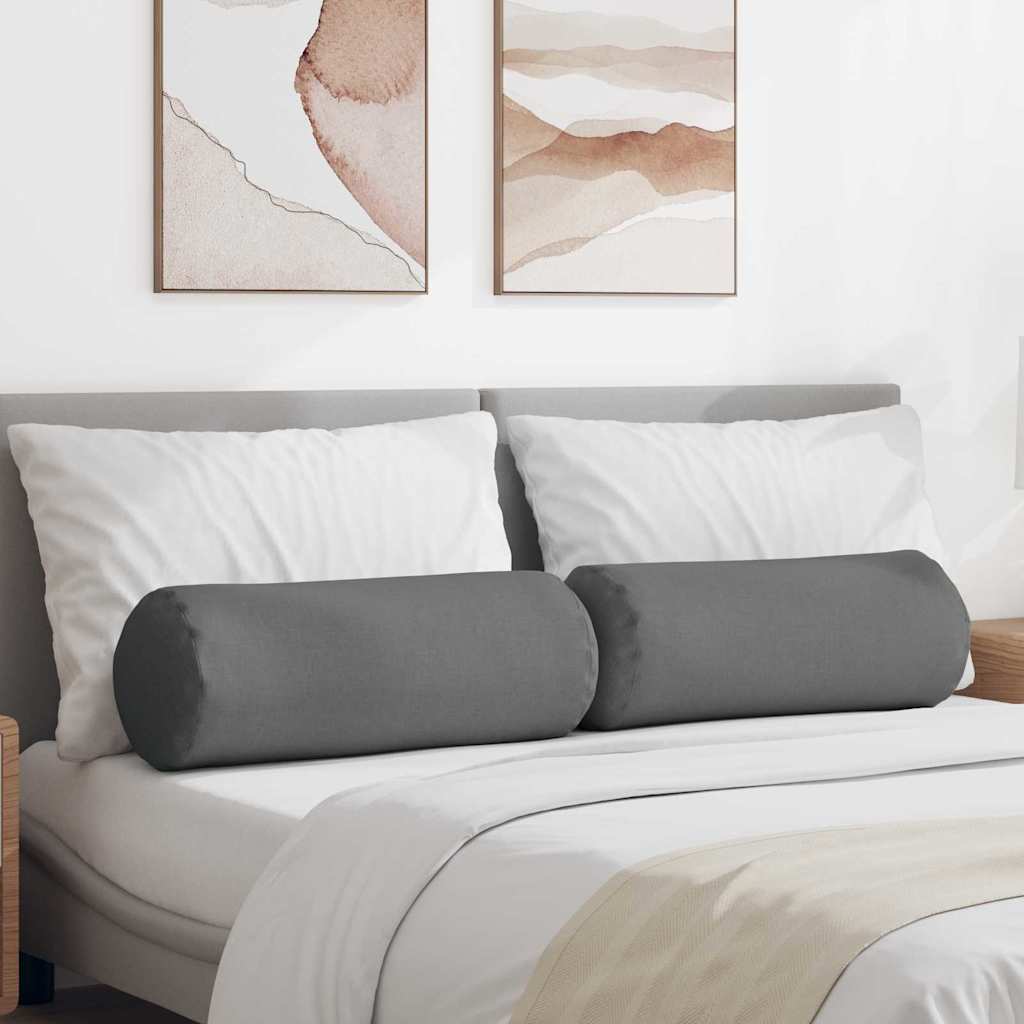 Valjkasti jastučići 2 pcs Tamno siva Ø 25 x 70 cm tkanina