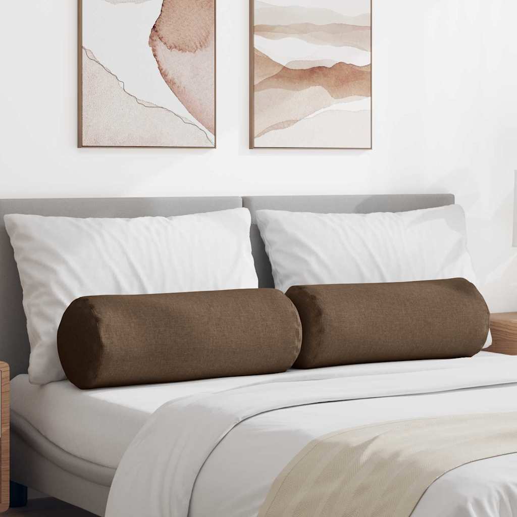 Valjkasti jastučići 2 pcs Smeđa Ø 25 x 70 cm tkanina