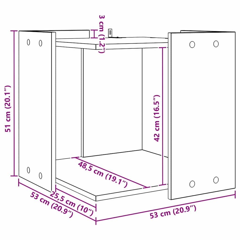 Kavez za mačji toalet Crni hrast 53 x 53 x 51 cm