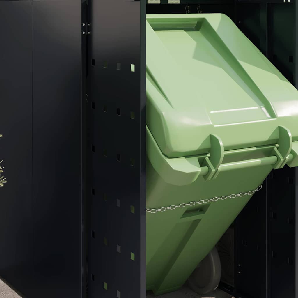 Skladištenje kanti za 4 kante Crna 272 x 77,5 x 121,5 cm