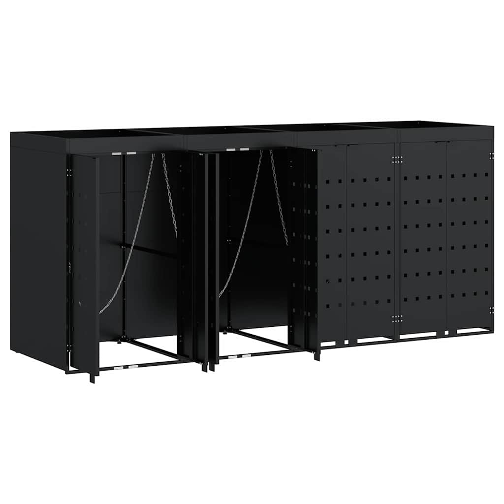 Skladištenje kanti za 4 kante Crna 272 x 77,5 x 121,5 cm