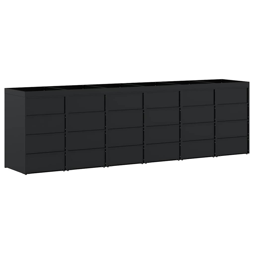 Skladištenje kanti za 6 kanti Crna 408 x 77,5 x 121,5 cm