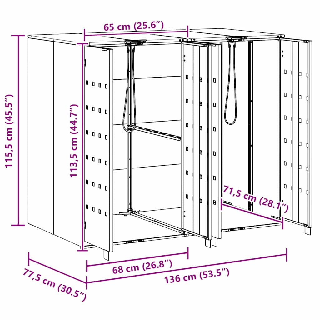 Skladištenje kanti za 3 kante Antracit 340 x 77.5 x 115.5 cm