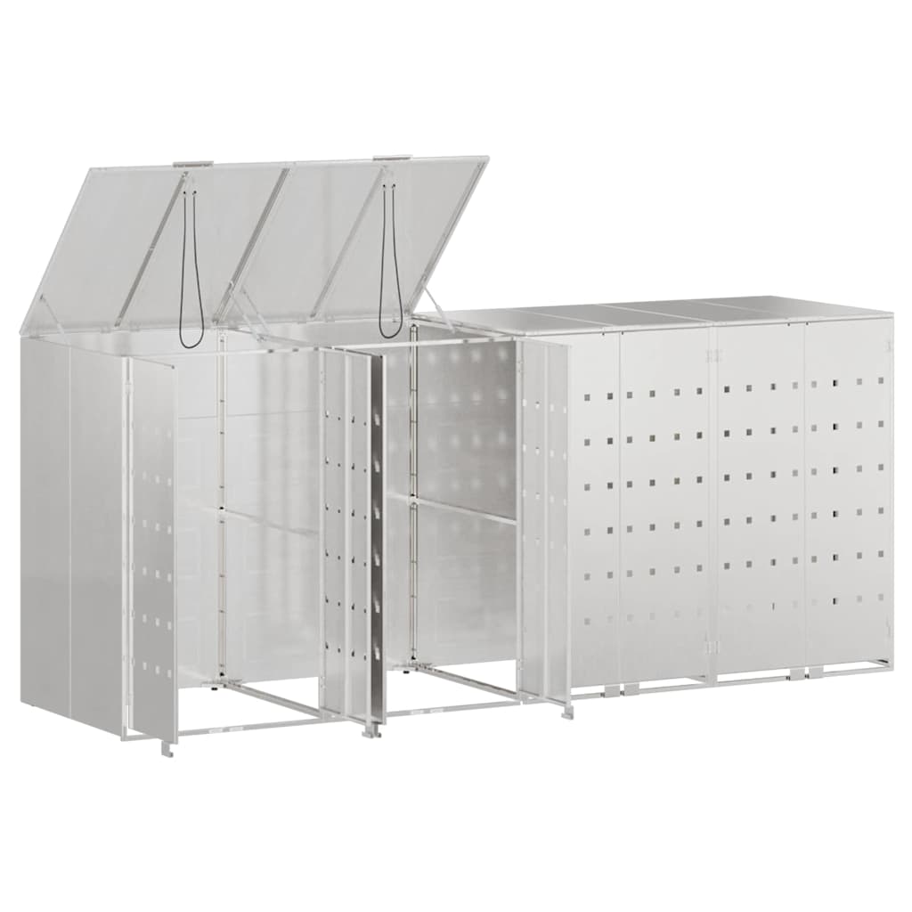 Skladištenje kanti za 3 kante Srebrno 340 x 77.5 x 115.5 cm