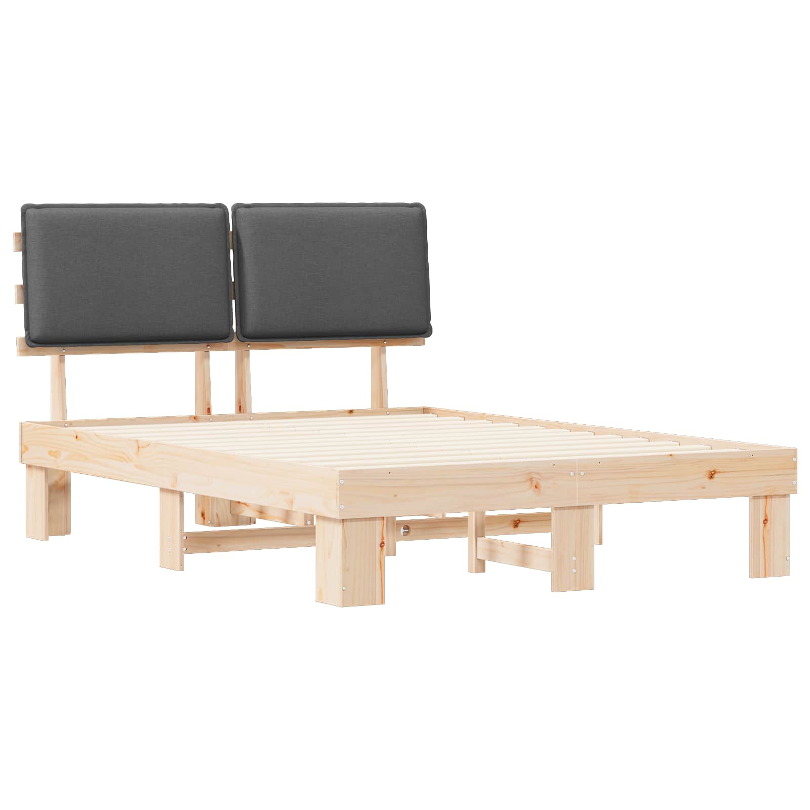 Krevetni okvir s tapiciranim uzglavljem Tamno siva 135 x 190 cm