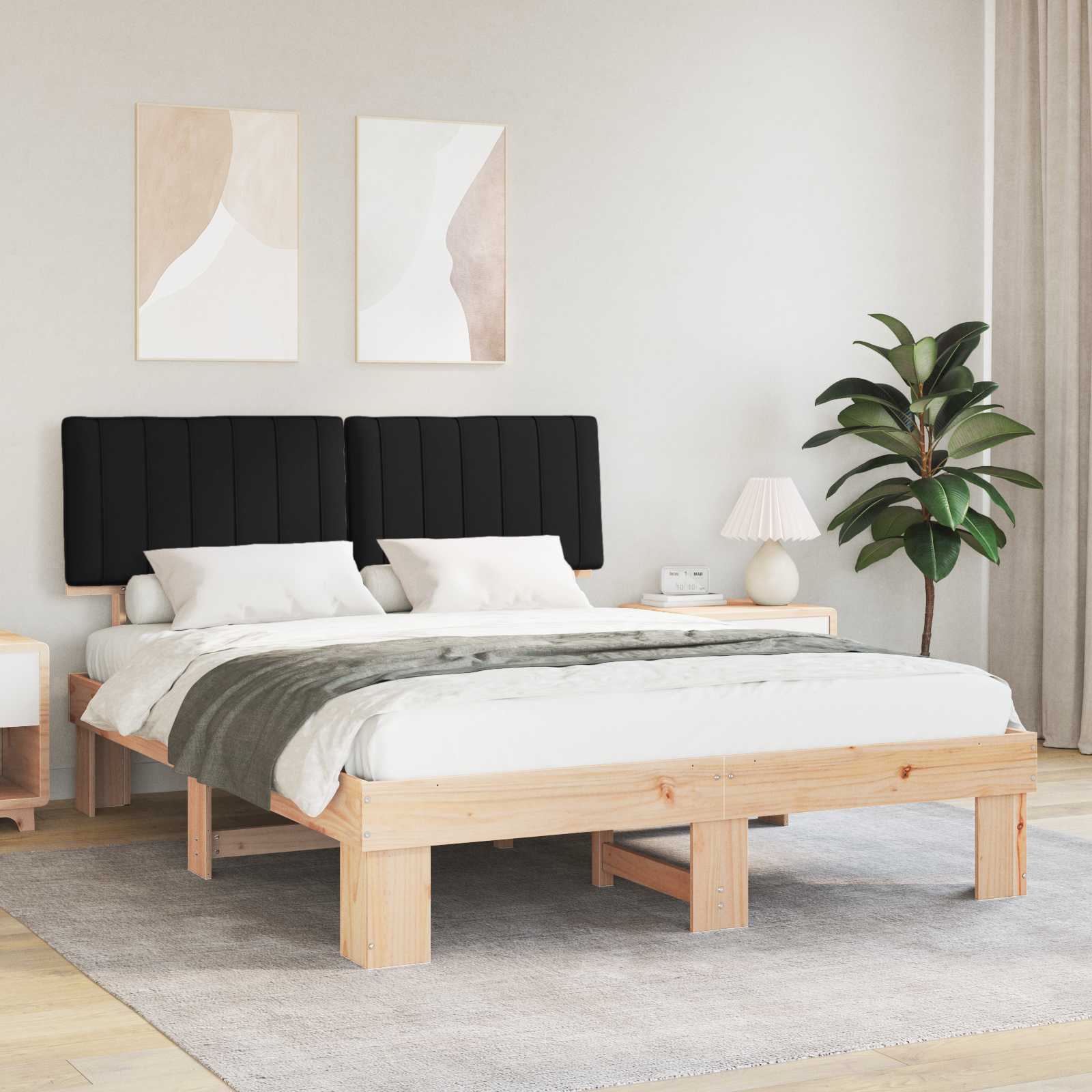 Krevetni okvir s tapiciranim uzglavljem Crna 150 x 200 cm