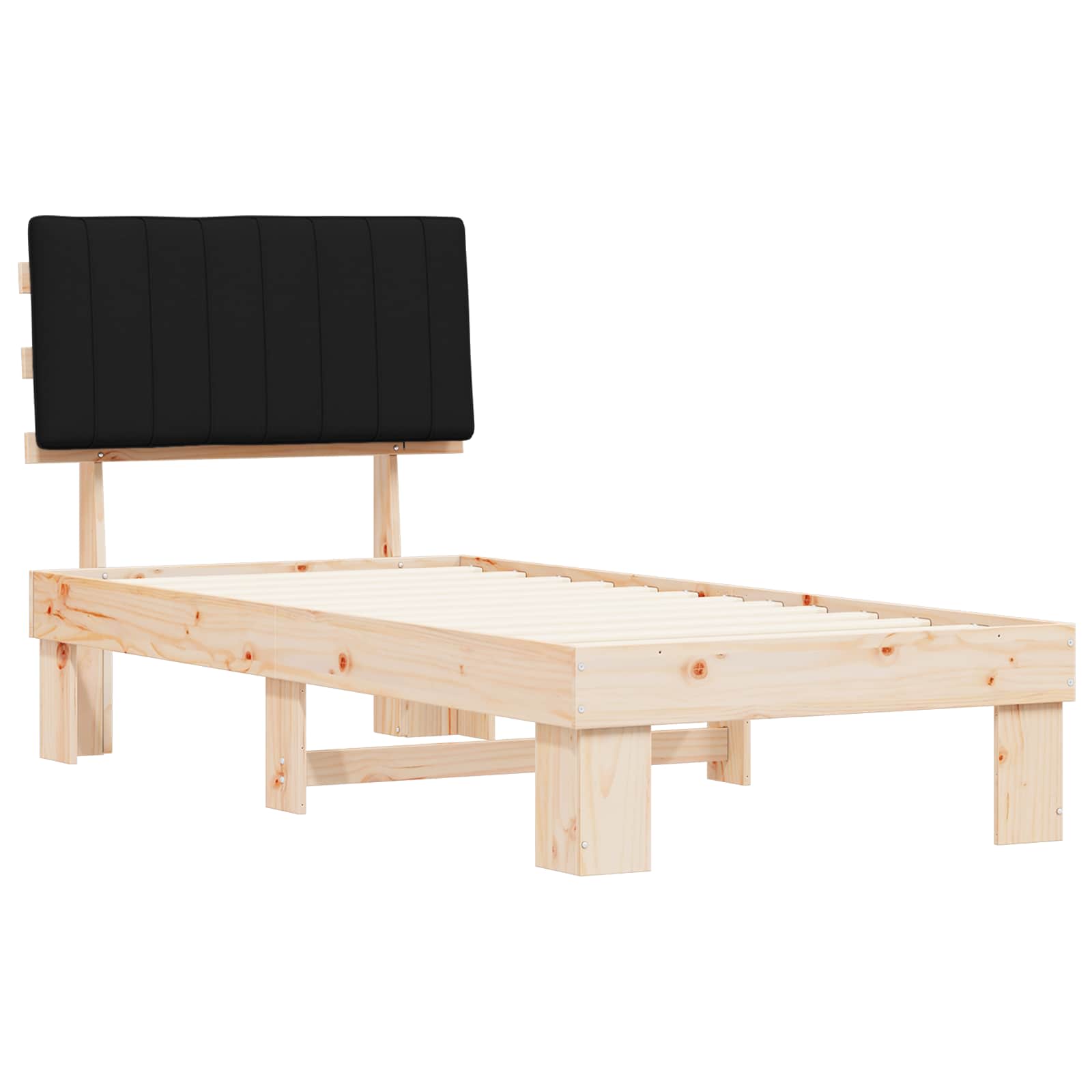 Krevetni okvir s tapiciranim uzglavljem Crna 90 x 190 cm
