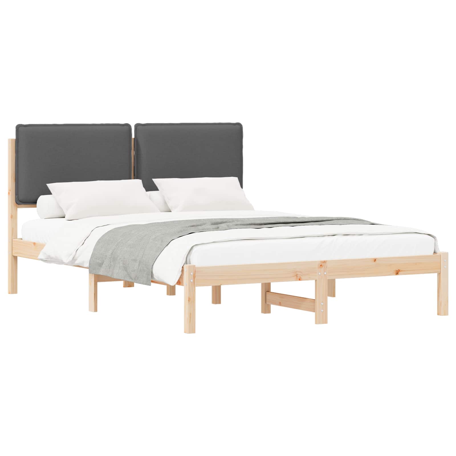 Krevetni okvir s tapiciranim uzglavljem Tamno siva 160 x 200 cm