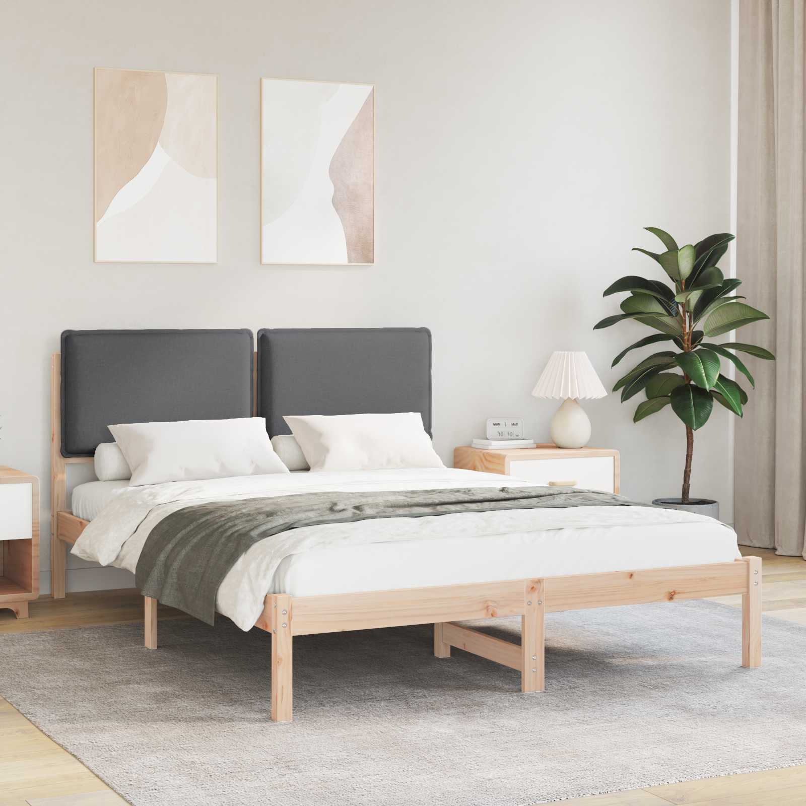 Krevetni okvir s tapiciranim uzglavljem Tamno siva 150 x 200 cm