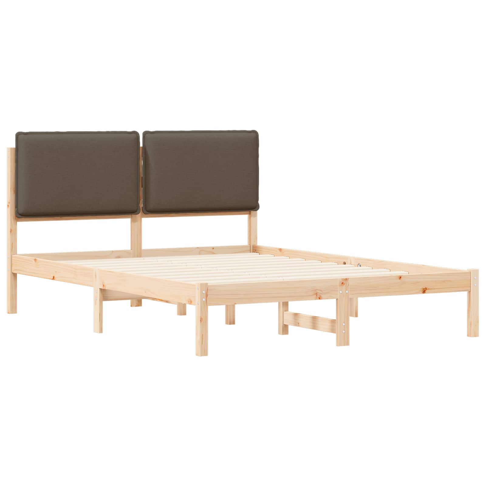 Krevetni okvir s tapiciranim uzglavljem Sivo-smeđa 140 x 190 cm