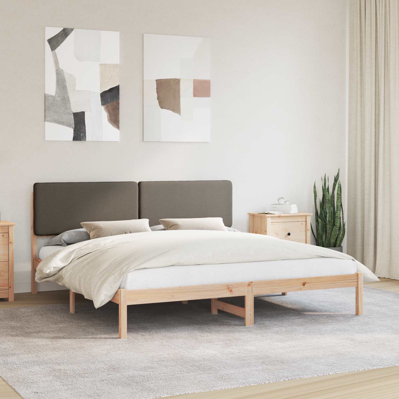 Krevetni okvir s tapiciranim uzglavljem Sivo-smeđa 180 x 200 cm