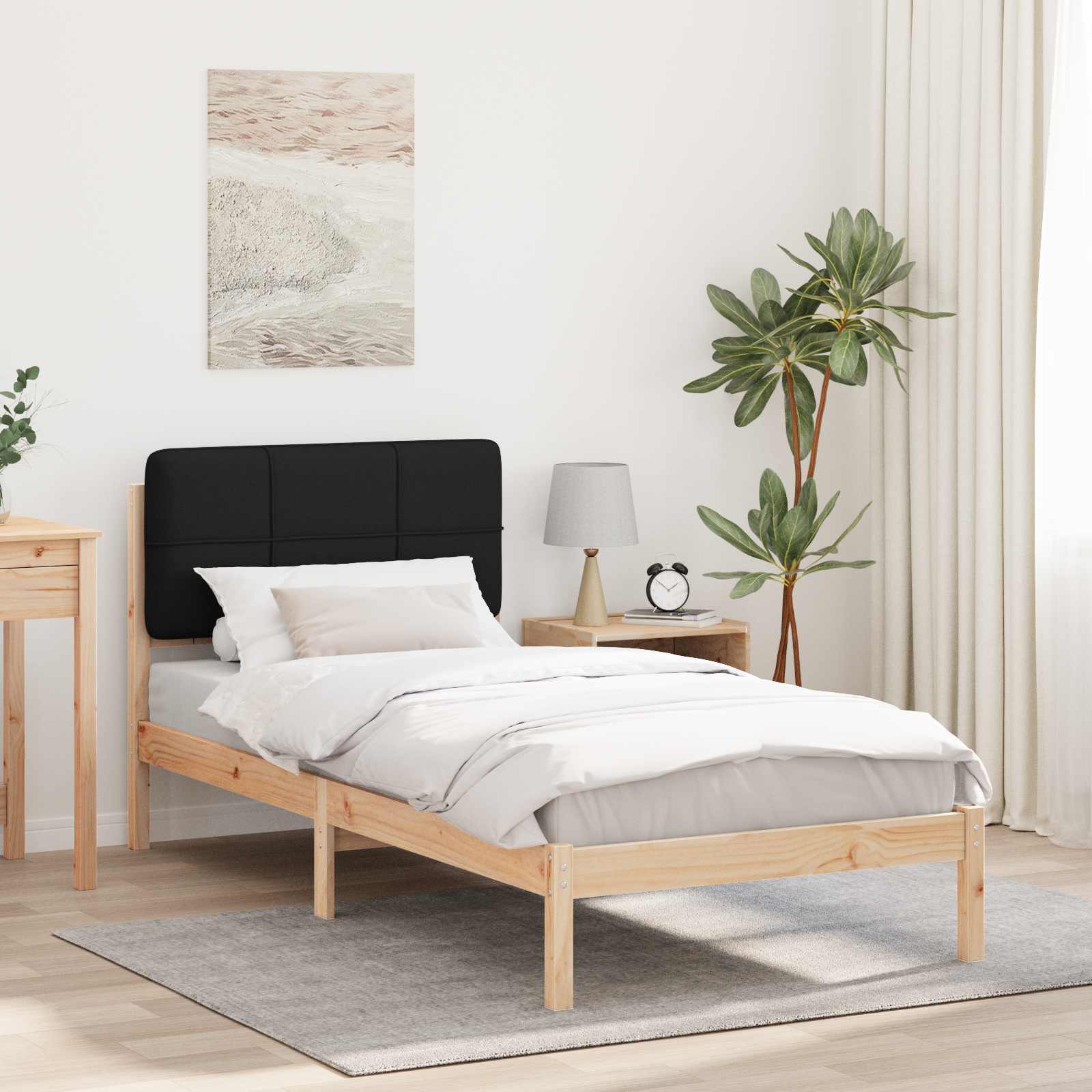 Krevetni okvir s tapiciranim uzglavljem Crna 80 x 200 cm