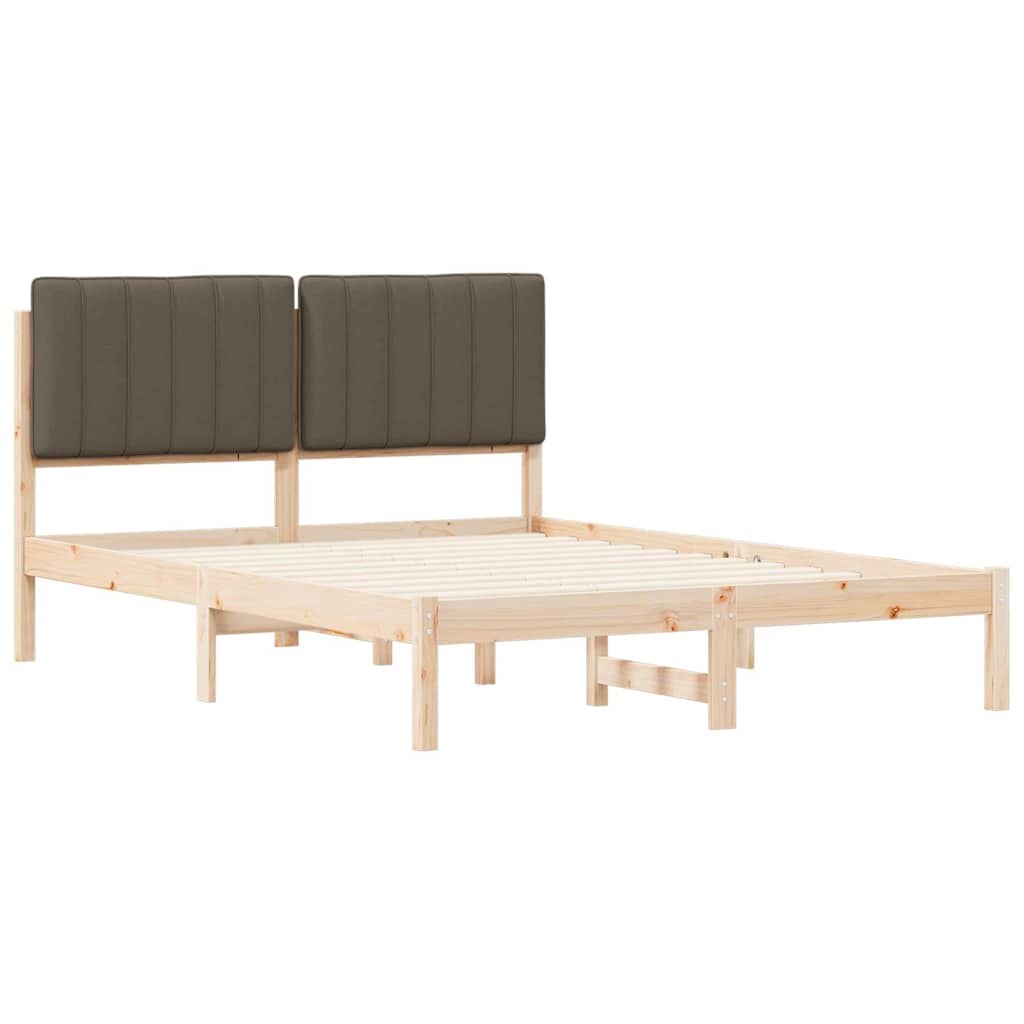 Krevetni okvir s tapiciranim uzglavljem Sivo-smeđa 135 x 190 cm