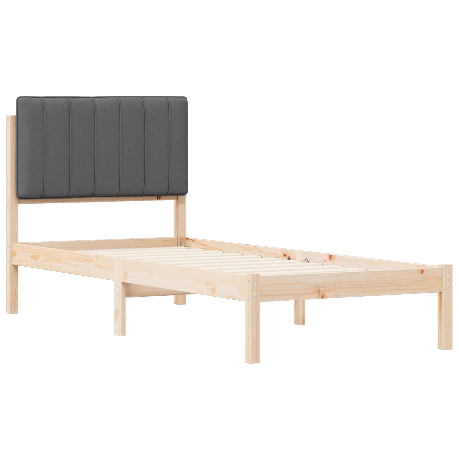 Krevetni okvir s tapiciranim uzglavljem Tamno siva 75 x 190 cm