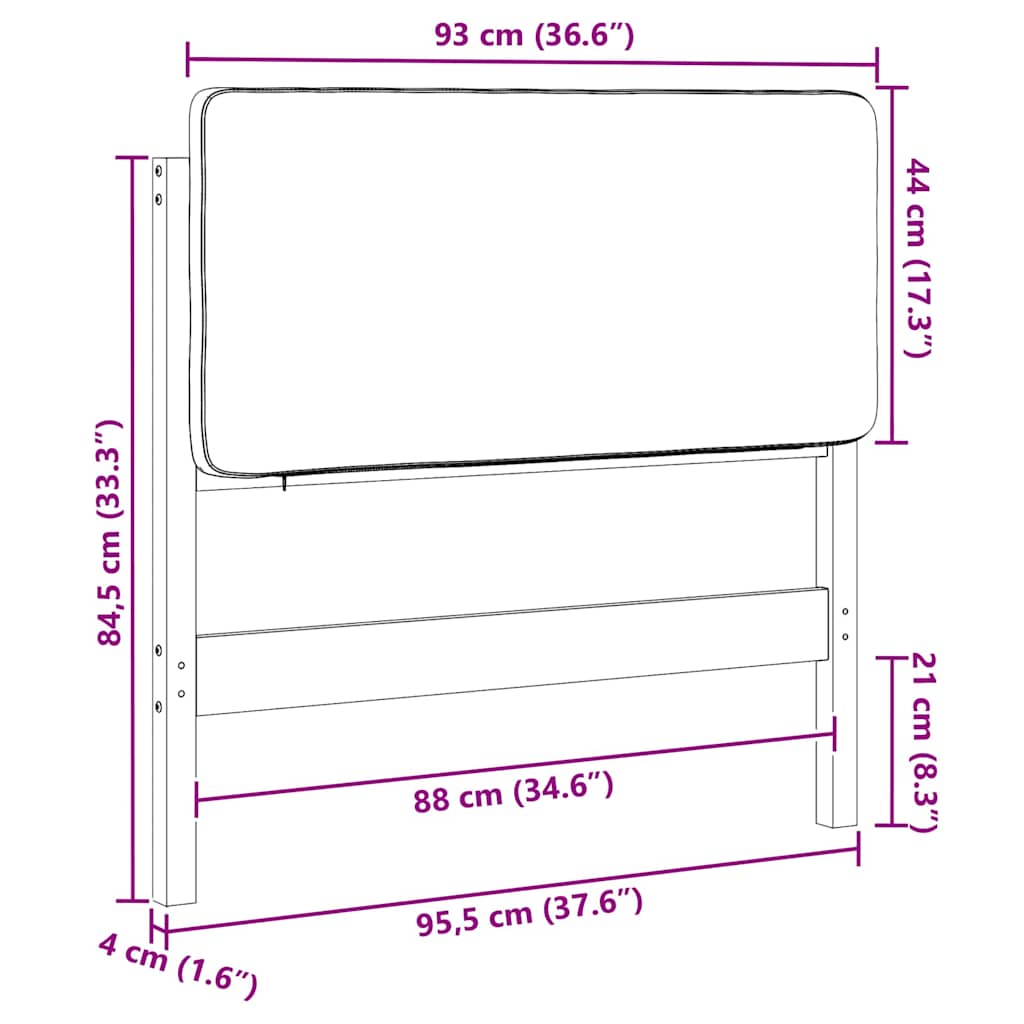 Tapecirani uzglavlje s uzglavljem Smeđa i svijetlosiva 90 cm