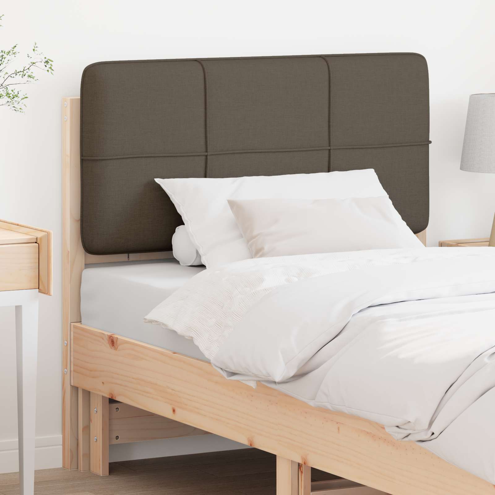 Tapecirani uzglavlje Smeđa i taupe 90 cm Čvrsto borovo drvo