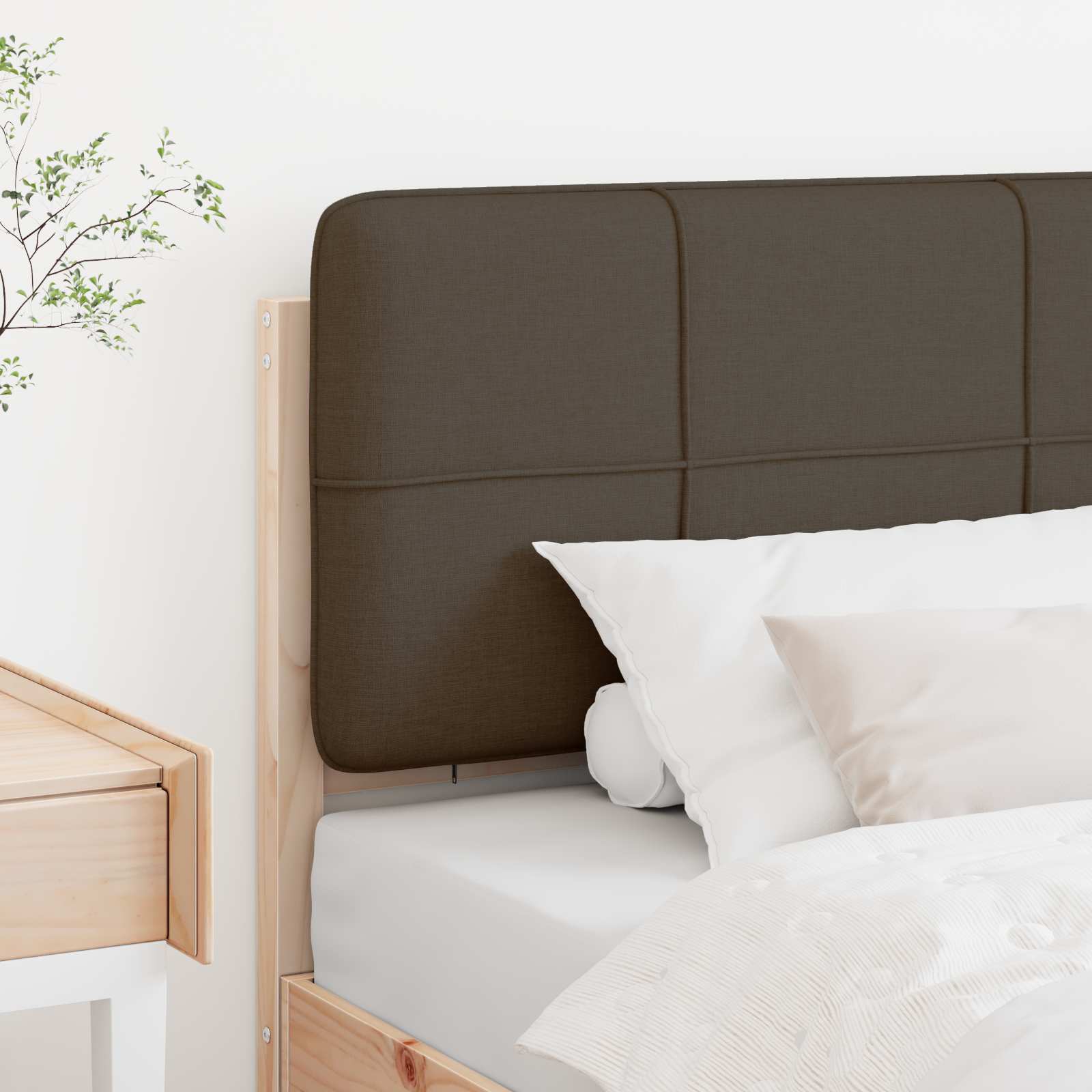 Tapecirani uzglavlje Smeđa i taupe 80 cm Čvrsto borovo drvo