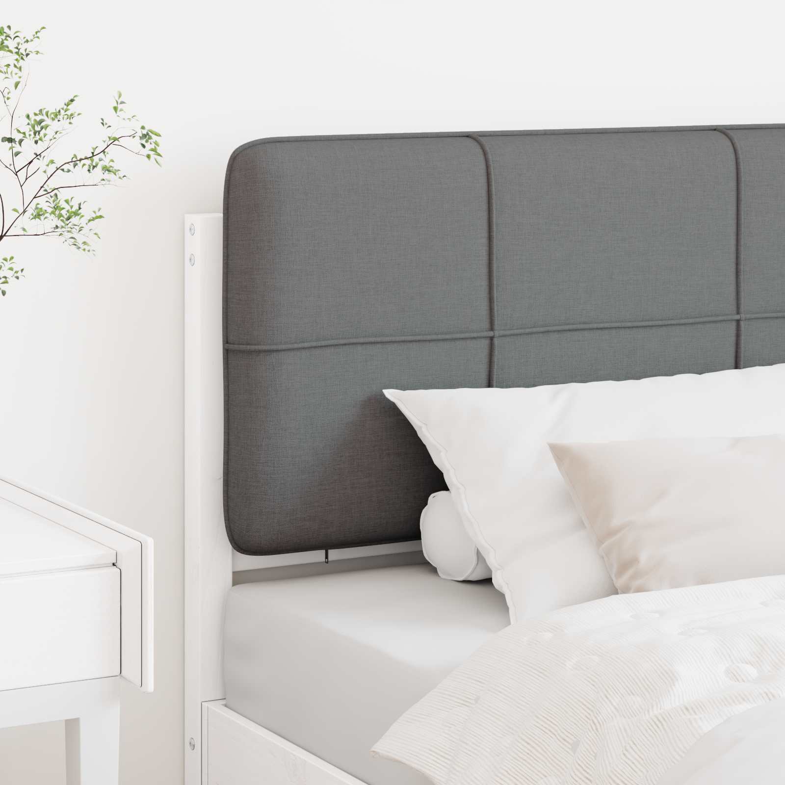Tapecirani uzglavlje s uzglavljem Bijela i svijetlo siva 80 cm