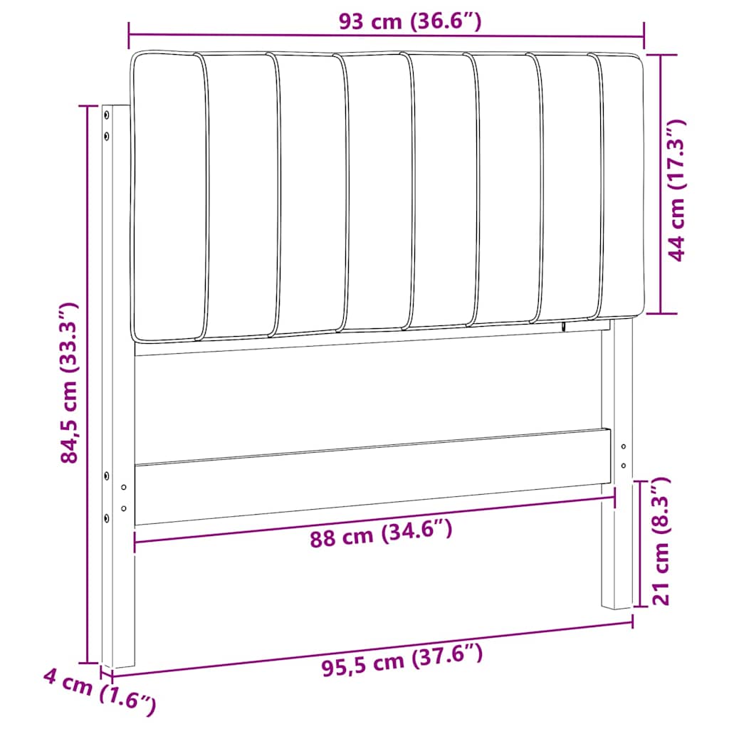 Tapecirani uzglavlje s uzglavljem Bijela i svijetlo siva 90 cm