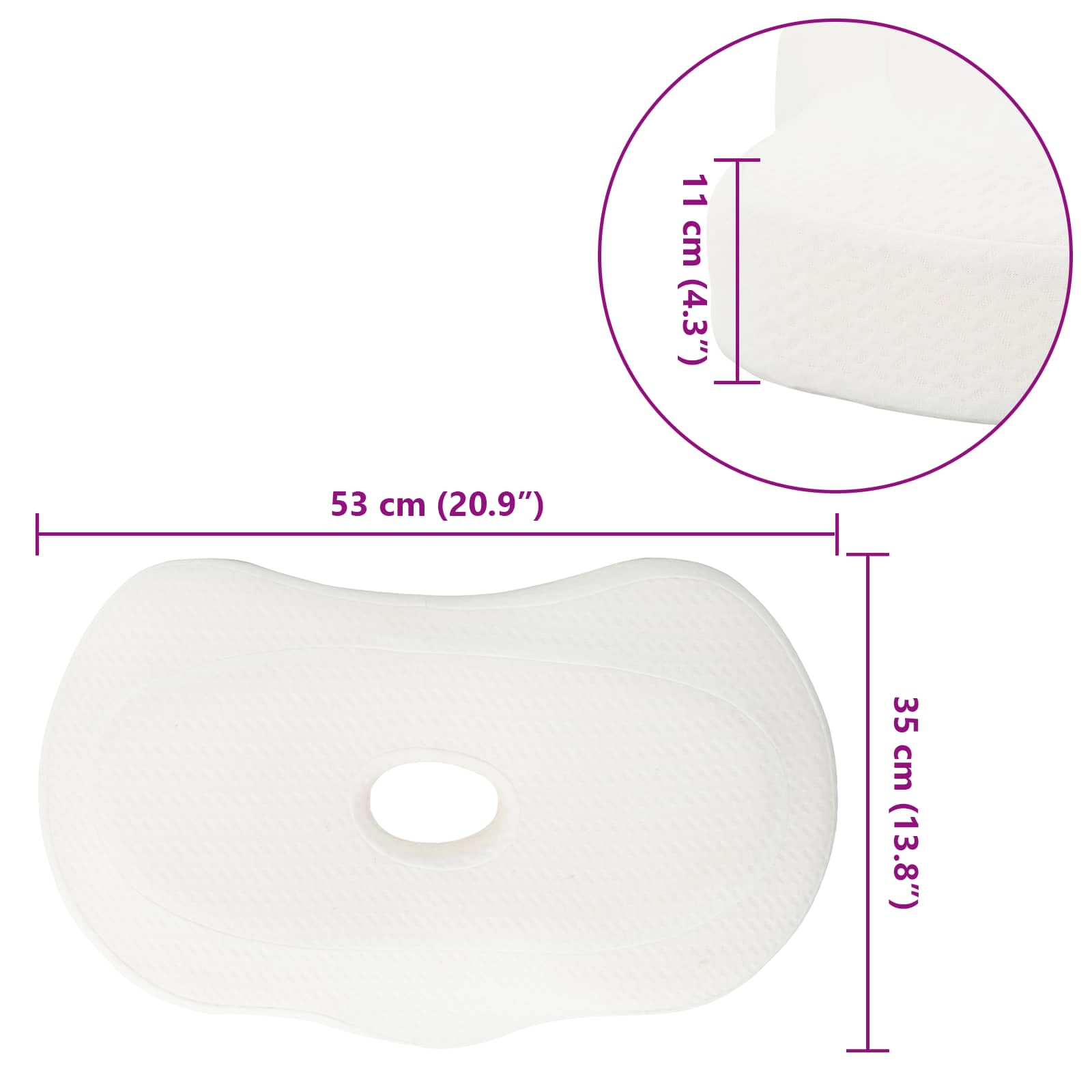 Jastučić za vrat Bijeli 53 x 35 x 11 cm Pjena za pamćenje