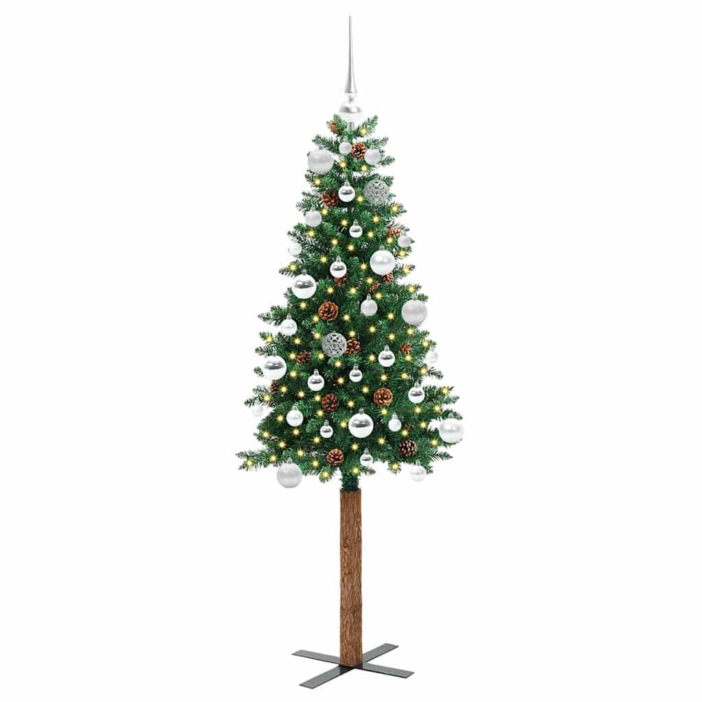 Mršavo božićno drvce Zelena 150 cm PVC i čvrsto drvo bora