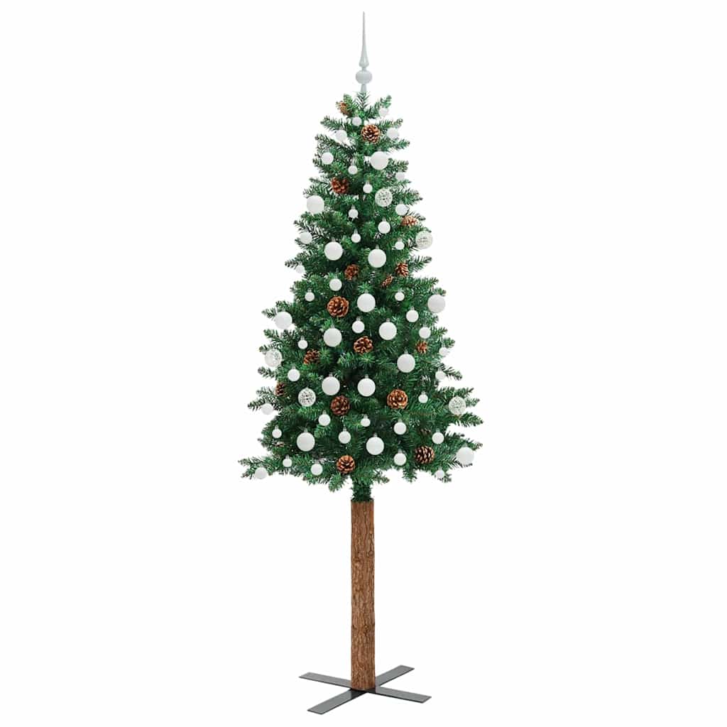 Mršavo božićno drvce Zelena 210 cm PVC i čvrsto drvo bora