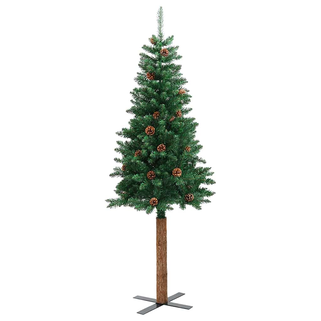 Mršavo božićno drvce Zelena 210 cm PVC i čvrsto drvo bora