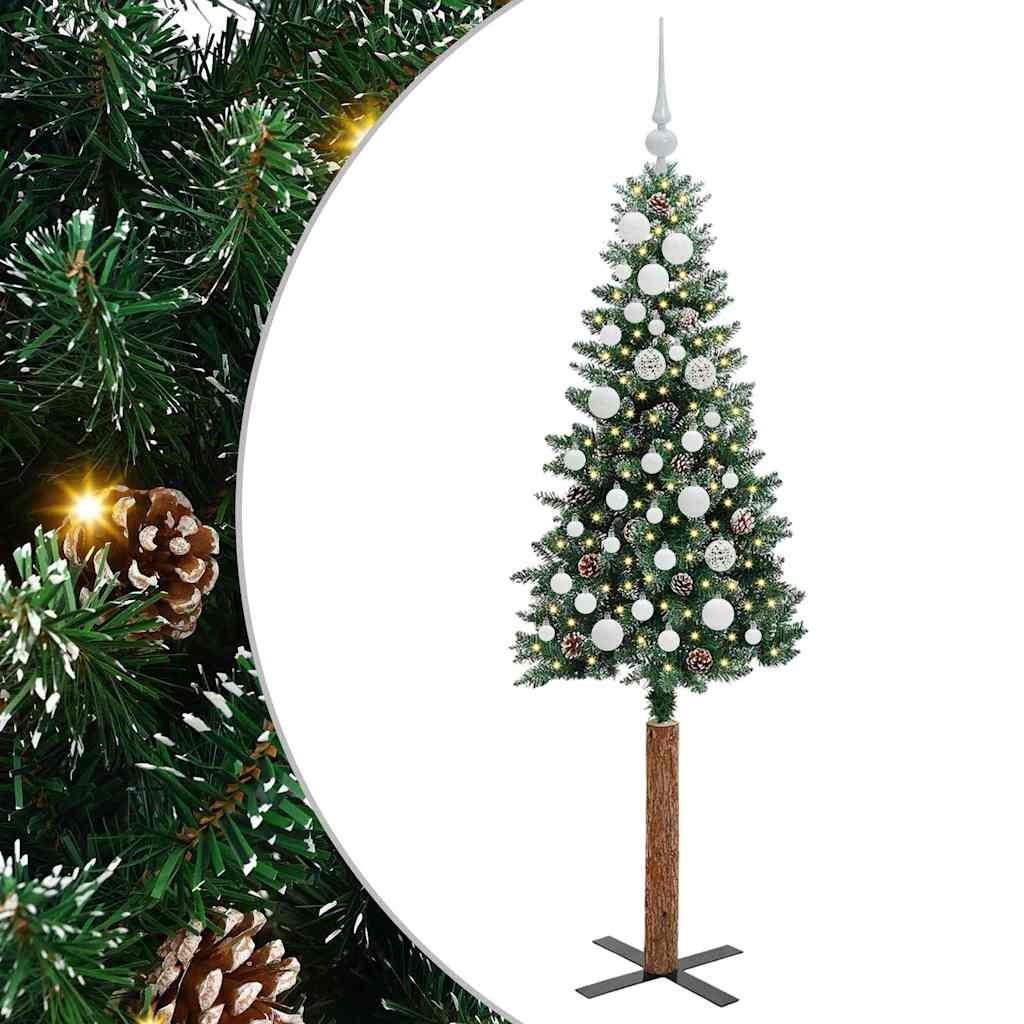 Mršavo božićno drvce Zelena 150 cm PVC i čvrsto drvo bora