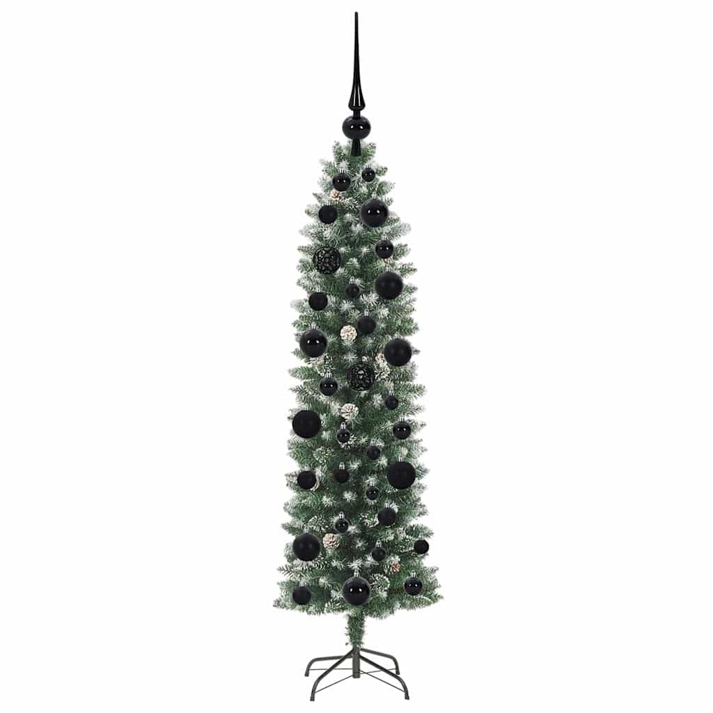 Umjetno vitko božićno drvce s stalakom Zelena i bijela 120 cm