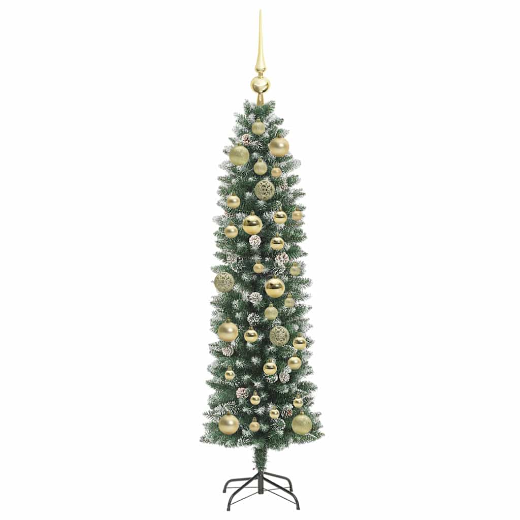 Umjetno vitko božićno drvce s stalakom Zelena i bijela 120 cm
